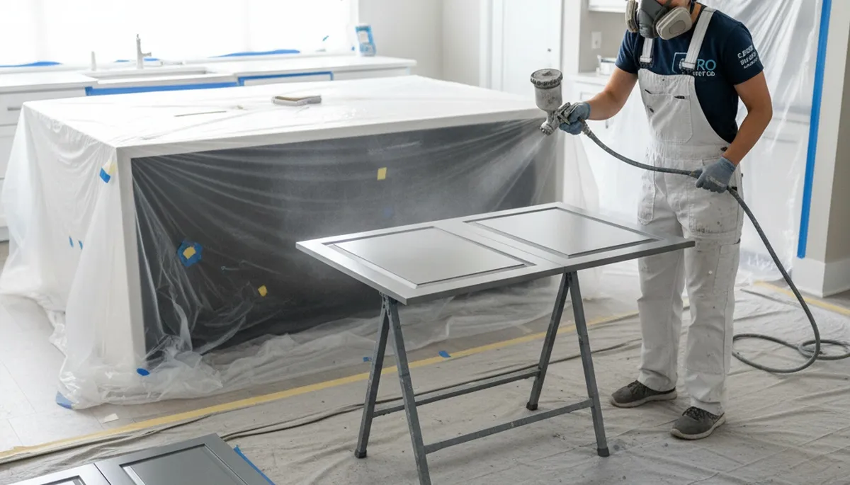 Cabinet painting service in Peoria, IL for durable kitchen cabinet refinishing