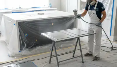 Cabinet painting service in Peoria, IL for durable kitchen cabinet refinishing