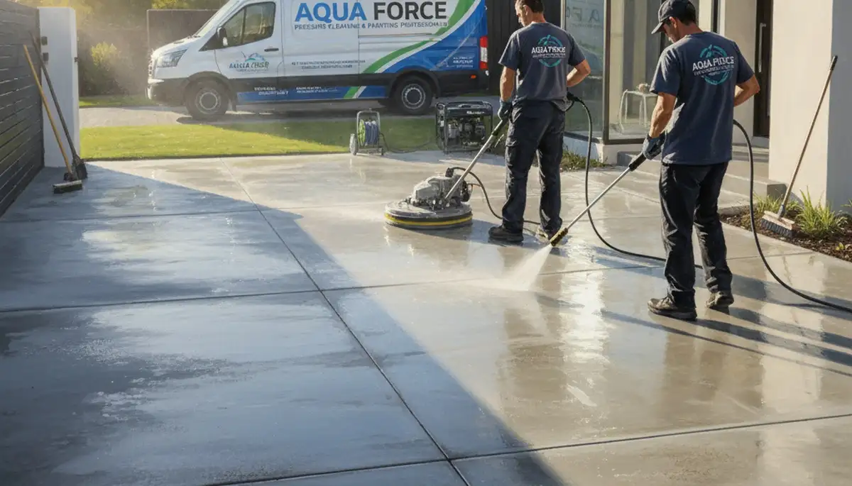 Concrete pressure cleaning for driveway and patio surfaces in Peoria, IL