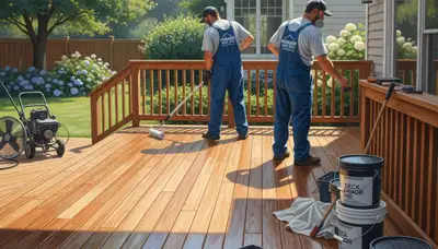 Deck sealing service in Peoria, IL by Peoria Paint Pros to protect wood from weather damage
