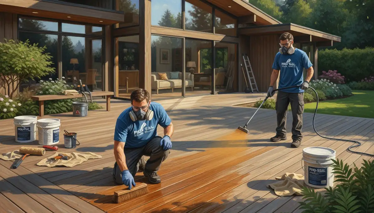 Professional deck sealing service in Peoria, IL to protect wood from weather damage