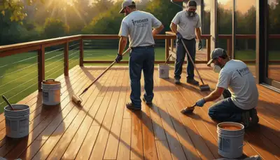 Professional deck staining service in Peoria, IL for wood deck protection and curb appeal