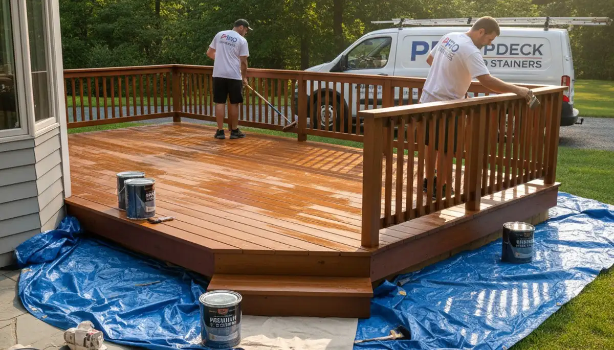 Deck staining service in Peoria, IL protecting wood decks with a professional finish