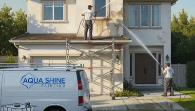 Peoria, IL pressure cleaning service removing grime and mildew from a home exterior