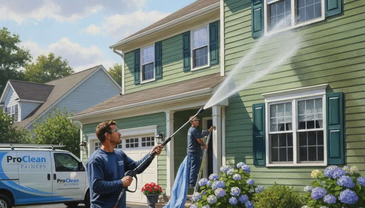 Vinyl siding pressure cleaning in Peoria, IL by Peoria Paint Pros for cleaner, brighter home exteriors