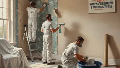 Peoria, IL painters removing wallpaper and preparing walls for paint