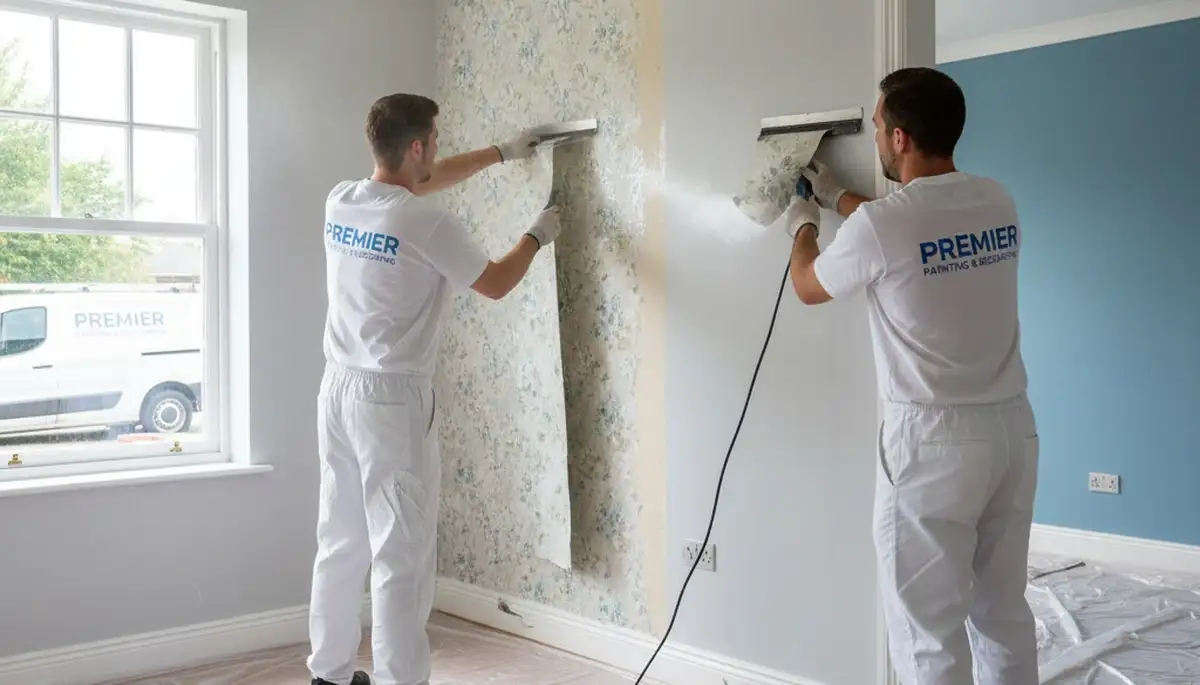 Peoria, IL wallpaper removal service protecting drywall and leaving walls ready for paint